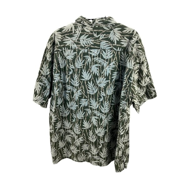 Vintage Denim Ridge Originals Leaf Print Green Button-Up Shirt XL Casual Hawaiia - Picture 2 of 7